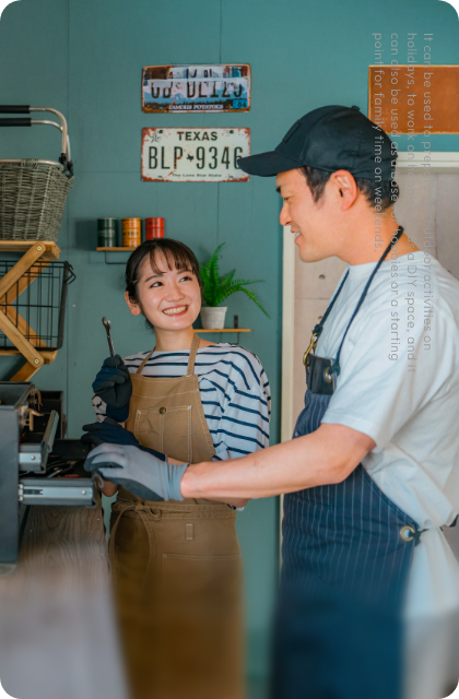 It can be used to prepare for outdoor activities on holidays, to work on hobbies or as a DIY space, and it can also be used as a base for hobbies or a starting point for family time on weekends.