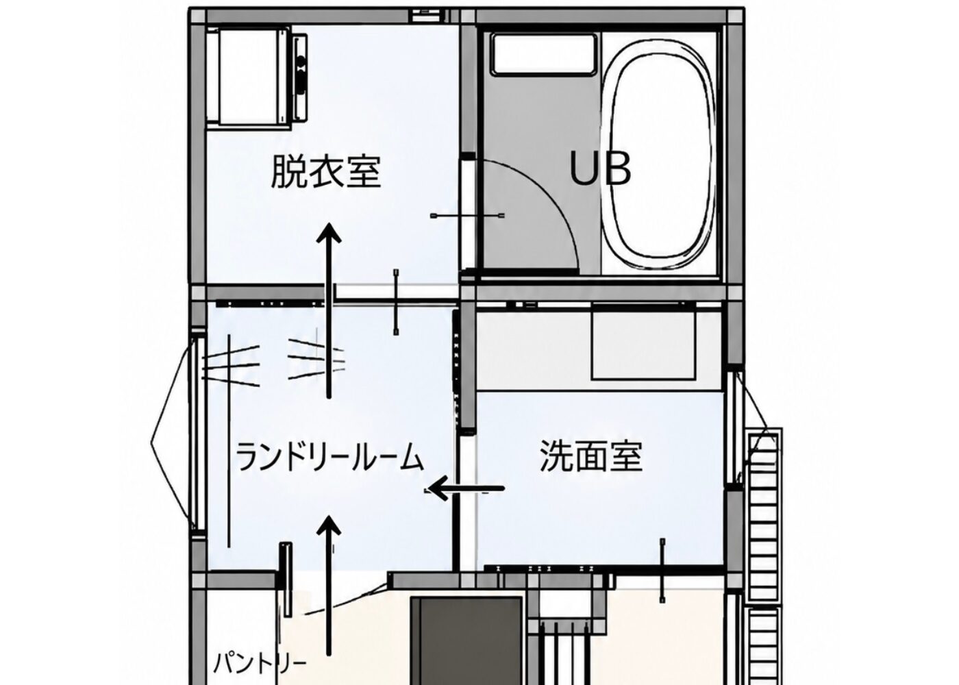 毎日の家事をスムーズにする、こだわりの回遊動線。